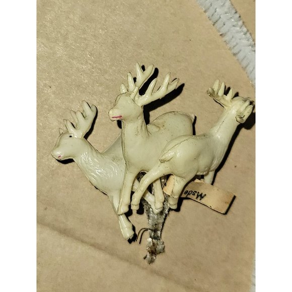 9 Vtg NOS Japan Mini 1.5" Celluloid REINDEER HTF XMAS Pipe Cleaner Picks 1940s - Picture 4 of 16